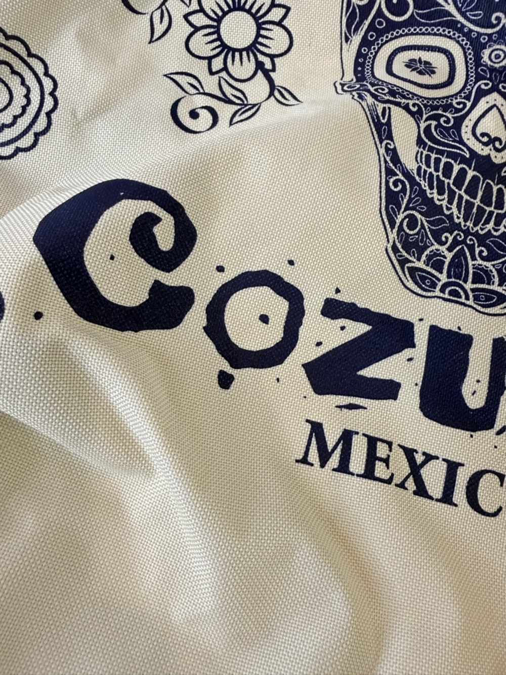 Cozumel Mexico Tote Bag Sugar Skull Beach Travel Zip Shopper Large - Picture 3 of 16